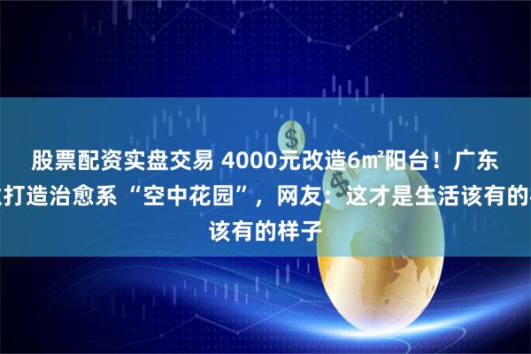 股票配资实盘交易 4000元改造6㎡阳台！广东小伙打造治愈系 “空中花园”，网友：这才是生活该有的样子